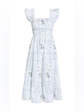 NWOT.  Hill House. White Floral Square-Neck Maxi Dress